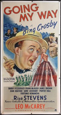 7a0282 GOING MY WAY linen 3sh 1944 Bing Crosby, Stevens, Fitzgerald, Leo McCarey classic, ultra rare!