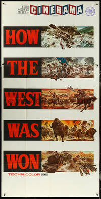 7a0030 HOW THE WEST WAS WON Cinerama 3sh 1964 five great Reynold Brown art images, ultra rare!
