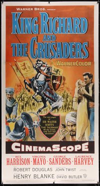 7a0285 KING RICHARD & THE CRUSADERS linen 3sh 1954 Rex Harrison, Virginia Mayo, George Sanders