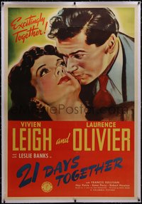 7a0228 21 DAYS TOGETHER linen 40x60 1940 Vivien Leigh loves possible murderer Laurence Olivier!