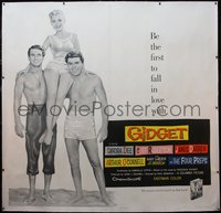7a0238 GIDGET linen 6sh 1959 cute Sandra Dee sits on James Darren & Cliff Robertson's shoulders!