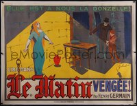 7a0272 LE MATIN linen 46x61 French advertising poster 1920s Louis Gallicelo art, ultra rare!