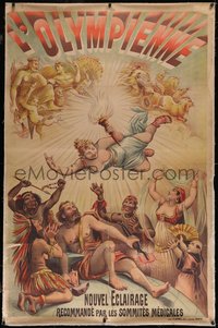 7a0270 L'OLYMPIENNE linen 39x60 French advertising poster 1890s art of Greek gods, ultra rare!