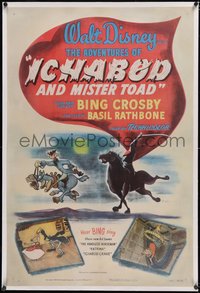 7a0507 ADVENTURES OF ICHABOD & MISTER TOAD linen 1sh 1949 BING & WALT wake up Sleepy Hollow!