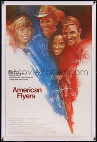 7a0510 AMERICAN FLYERS linen 1sh 1985 Kevin Costner, David Grant, Rae Dawn Chong, Grove cycling art!