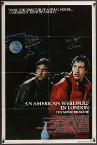 7a0031 AMERICAN WEREWOLF IN LONDON signed 1sh 1981 by BOTH David Naughton AND Griffin Dunne!