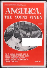 7a0516 ANGELICA THE YOUNG VIXEN linen 1sh 1973 Lou d'Jena, Dixie Donovan, a young, wild nympho, rare!