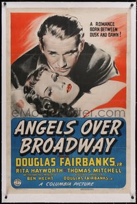 7a0517 ANGELS OVER BROADWAY linen 1sh 1940 Banye art of sexy Rita Hayworth & Douglas Fairbanks Jr!