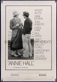 7a0518 ANNIE HALL linen 1sh 1977 full-length Woody Allen & Diane Keaton in a nervous romance!