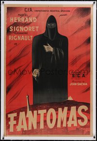 7a0396 FANTOMAS linen Argentinean 1947 cool completely different art of the title character, rare!