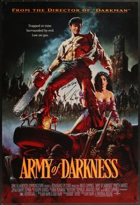 7a0165 ARMY OF DARKNESS signed 1sh 1993 by Bruce Campbell, best Hussar art, Sam Raimi cult classic!