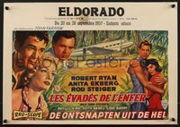 7a0362 BACK FROM ETERNITY linen Belgian 1956 art of sexy Anita Ekberg, Robert Ryan, Rod Steiger!