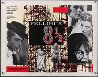 7a0460 8 1/2 linen British quad R1990s Marcello Mastroianni, Claudia Cardinale, Fellini, rare!