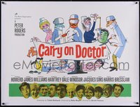 7a0464 CARRY ON DOCTOR linen British quad 1972 playing doctor with the sexiest nurses, ultra rare!
