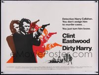 7a0465 DIRTY HARRY linen British quad 1972 best art of Clint Eastwood with gun in motion, Don Siegel