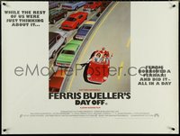 7a0149 FERRIS BUELLER'S DAY OFF British quad 1987 different Broderick Ferrari art, ultra rare!