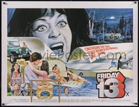 7a0467 FRIDAY THE 13th linen British quad 1980 great very different art from slasher horror classic!