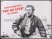 7a0470 HUNTER linen teaser British quad 1980 super c/u of bounty hunter Steve McQueen, ultra rare!