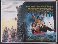 7a0473 PRINCESS BRIDE linen British quad 1987 best Crisp art of Elwes, Andre, Patinkin & Wright!