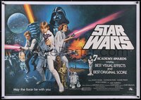 7a0476 STAR WARS linen British quad 1978 A New Hope, George Lucas, art by Tom William Chantrell!