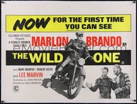 7a0479 WILD ONE linen day-glo British quad 1953 ultimate biker Marlon Brando, different & rare!