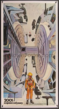 7a0310 2001: A SPACE ODYSSEY linen 21x40 commercial poster 1968 Stanley Kubrick, art by Bob McCall!