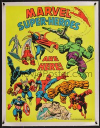 7a0311 MARVEL COMICS linen day-glo 20x25 commercial poster 1971 Spider-Man, Iron Man, Hulk & more!