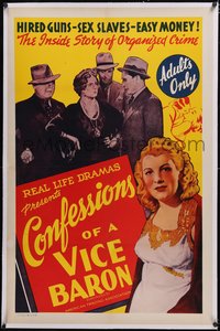 7a0573 CONFESSIONS OF A VICE BARON linen 1sh 1942 hired guns, sex slaves & easy money, cool art!