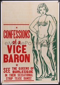 7a0574 CONFESSIONS OF A VICE BARON linen 1sh 1942 standing strip tease queens of burlesque, rare!