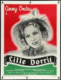 7a0314 LITTLE DORRIT linen Danish 1934 c/u of beautiful Anny Ondra, Charles Dickens, ultra rare!