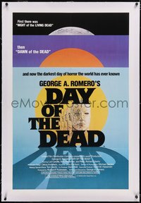 7a0583 DAY OF THE DEAD linen 1sh 1985 George Romero's Night of the Living Dead zombie horror sequel!