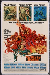 7a0585 DIRTY DOZEN linen 1sh 1967 Charles Bronson, Jim Brown, Lee Marvin, cool Frank McCarthy art!