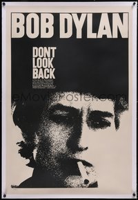 7a0589 DON'T LOOK BACK linen 1sh 1967 D.A. Pennebaker, super c/u of Bob Dylan with cigarette in mouth!