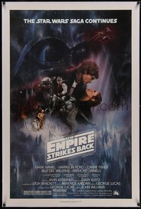 7a0599 EMPIRE STRIKES BACK linen studio style 1sh 1980 classic Kastel Gone With The Wind style art!