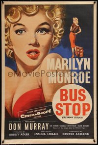 7a0155 BUS STOP English double crown 1956 wonderful Tom Chantrell art of sexy Marilyn Monroe!