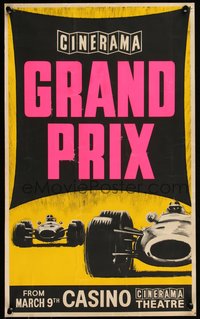 7a0153 GRAND PRIX Cinerama English 13x21 1967 used at gala European premiere, different & ultra rare!