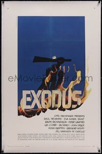 7a0603 EXODUS linen 1sh 1961 Otto Preminger, great artwork of arms reaching for rifle by Saul Bass!