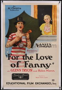 7a0612 FOR THE LOVE OF FANNY linen 1sh 1931 art of Tryon in swimsuit serenading Mann, ultra rare!