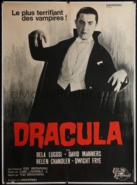 7a0256 DRACULA linen French 1p R1960s Tod Browning, Bela Lugosi vampire classic, great image!