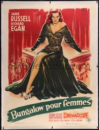 7a0261 REVOLT OF MAMIE STOVER linen French 1p 1956 different Grinsson art of sexy Jane Russell, rare!