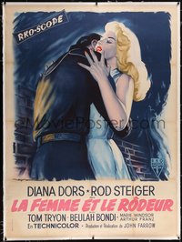 7a0262 UNHOLY WIFE linen French 1p 1957 different art of sexy bad girl Diana Dors by Roger Soubie!