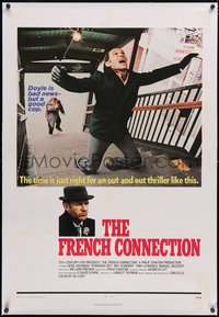 7a0616 FRENCH CONNECTION linen int'l 1sh 1971 Gene Hackman in movie chase climax spoiler, Friedkin!