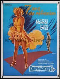 7a0331 SEVEN YEAR ITCH linen French 23x31 R1970s best Grinsson art of Marilyn Monroe's skirt blowing!