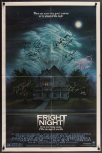 7a0037 FRIGHT NIGHT signed 1sh 1985 by Chris Sarandon, Ragsdale, Geoffreys, Bearse & TWO more people