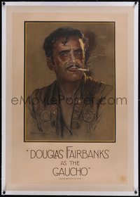 7a0622 GAUCHO linen 1sh 1927 incredible art of suave smoking outlaw Douglas Fairbanks, ultra rare!