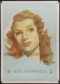 7a0353 RITA HAYWORTH linen 23x33 German personality poster 1940s great Glombig art portrait, rare!