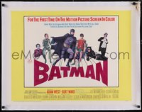 7a0480 BATMAN linen 1/2sh 1966 Adam West & Burt Ward, villains Meriwether, Romero, Meredith & Gorshin!