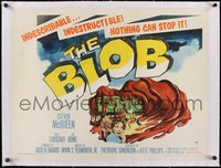 7a0481 BLOB linen 1/2sh 1958 Steve McQueen, cool art of the indescribable & indestructible monster!