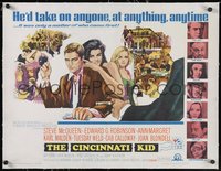 7a0482 CINCINNATI KID linen 1/2sh 1965 pro poker player Steve McQueenl, Weld & Ann-Margret, Peak art!