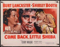 7a0483 COME BACK LITTLE SHEBA linen 1/2sh 1953 Burt Lancaster, Shirley Booth, Terry Moore, Jaeckel!